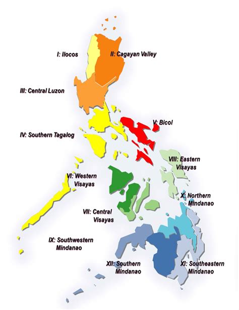 The 17 Administrative Regions Of The Philippines.